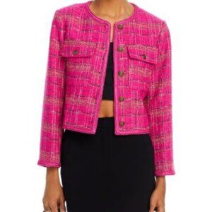 Bloomingdales Aqua pink tweed jacket